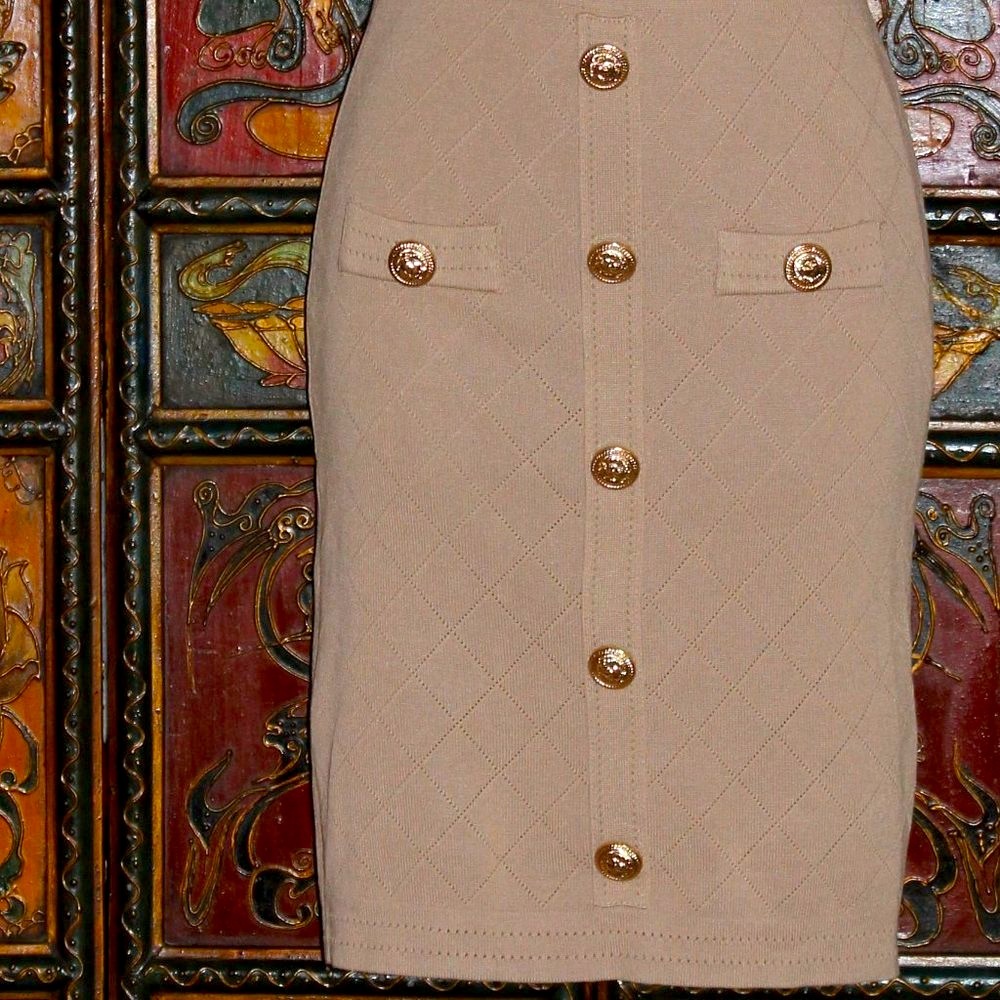 NEW* Jainmy Martinez Beige Sweater Pencil Dress - Picture 4 of 7